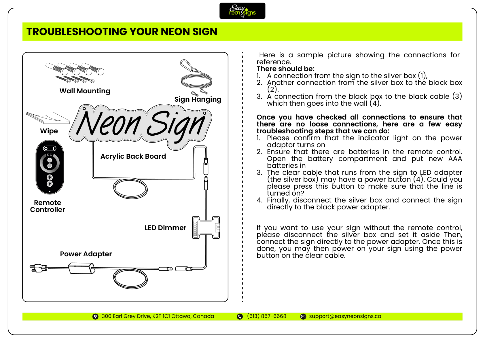 Step 16: Troubleshooting Your Neon Signs - Installation Instructions